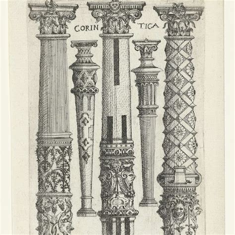 drie korintische zuilen en twee balusters anonymous  rutger kasemann  rijksmuseum