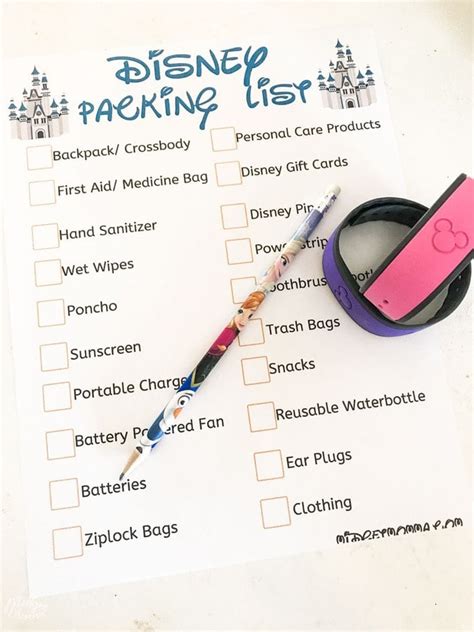 disney world packing list printable midgetmomma