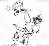 Poinsettia Grumpy Employee Bonus Holding Coloring Illustration Line Christmas Royalty Clipart Rf Toonaday sketch template