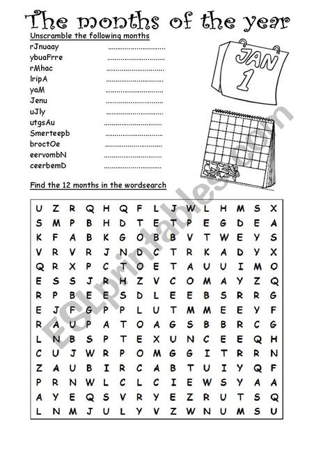 english worksheets  months   year