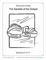 Coloring Gospel Sandals God Armor Pages Kids Printable Breastplate Righteousness Bible Sundayschoolzone Children Activity Pdf Done Archives sketch template