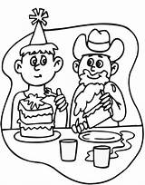 Coloring Birthday Cake Pages Eating Party Sweets Cakes Candy Kids Clipart Magic Colour Rainbow Eat Color Fairy Colouring Colors Cowboy sketch template
