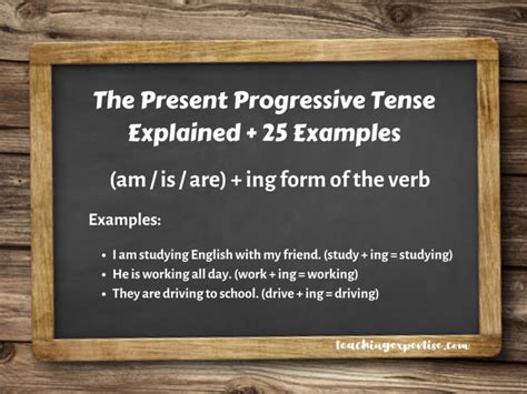 present progressive tense explained  examples teaching expertise