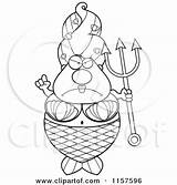 Mermaid Trident Plump Coloring Clipart Cartoon Cory Thoman Outlined Vector 2021 sketch template