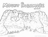 Rushmore Mount Coloring Pages History Sheet Social Studies Drawing Clipart Texas Mt Printable Color Map Dakota South Kids Presidents Sheets sketch template