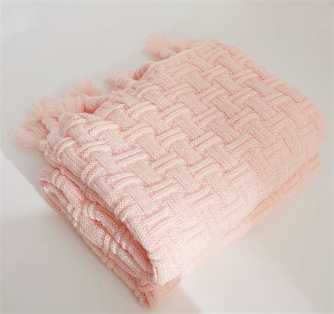 light pink throw blanket  woven tassel etsy
