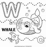 Whale Letter Coloring Vector Book Alphabet Cartoon sketch template