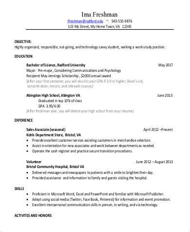 resume  college student samples  ms word