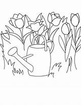 Coloring Clipart Watering Spring Garden Clip Pages Printable Tulips Book Showers Color Flower Cliparts Colouring Colour April Library Tulip Drawing sketch template
