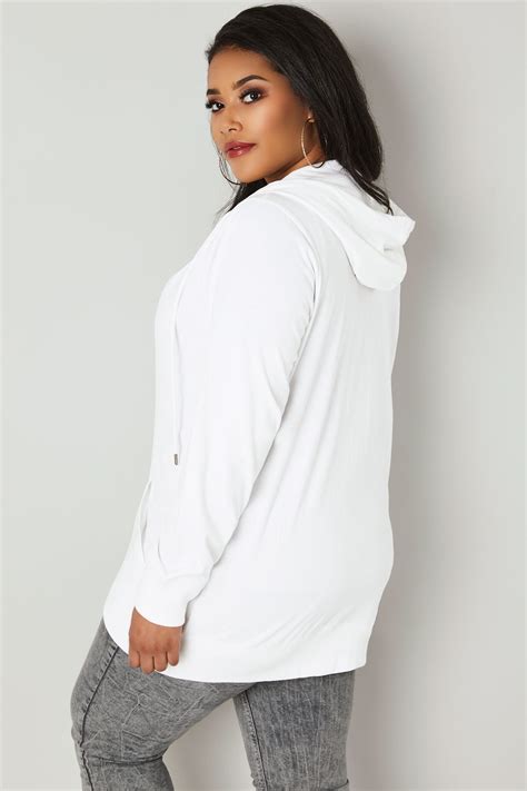 white zip  cotton hoodie  size