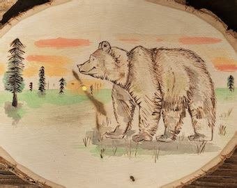 bear wood burning etsy