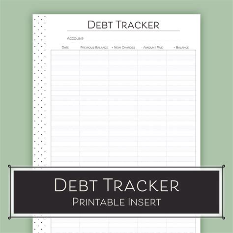 printable debt tracker printable