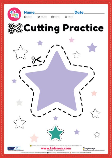 cutting practice  printable  worksheets  kids