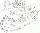 Skiing Downhill Coloring Boy Finished sketch template