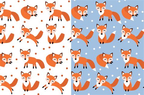cute fox patterns  lucia fox thehungryjpeg