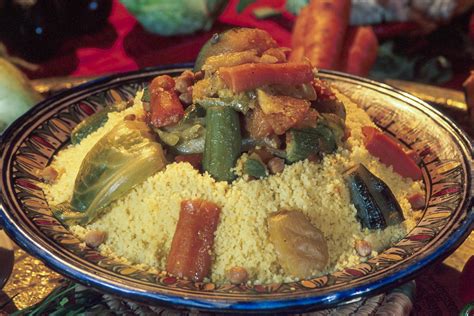 moroccan couscous  meat   vegetables recipe