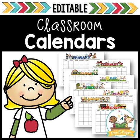classroom calendars pre  pages
