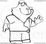 Scrubs Cartoon Surgeon Doctor Cat Clipart Outlined Coloring Vector Cory Thoman Royalty sketch template