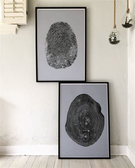 tree ring prints fingerprint art set   large prints tree art