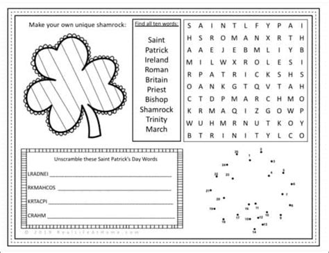 st patricks day activity page printable  kids
