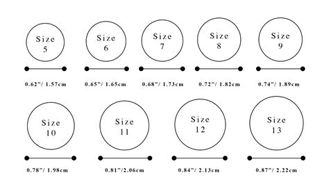 ring size chart  women men printable