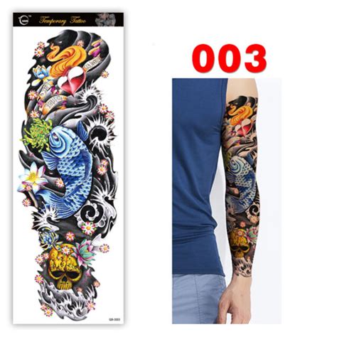 4 sheets extra large full arm tattoo sticker for men women temporary