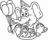 Birthday Elephant Coloring Cake Party Pages Game Print Wecoloringpage sketch template