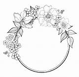 Flower Border Wreath Drawing Coloring Pages Rose Floral Flowers Borders Drawings Color Draw Outline Silhouette Colouring Embroidery Fiori Patterns Easy sketch template