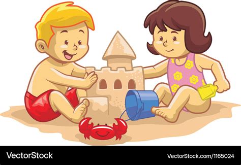 kids build sandcastle royalty  vector image