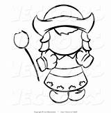Outlined Tulip Coloring Vector Dutch Girl Blanchette Leo sketch template