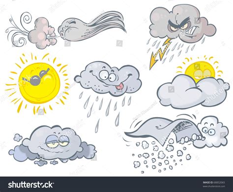 cartoon weather symbols stock illustration  shutterstock