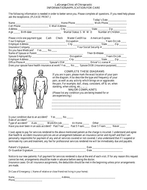 patient intake form  printable  templateroller images