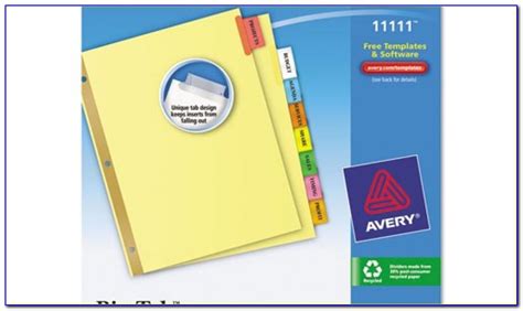 avery  tab table  contents color template