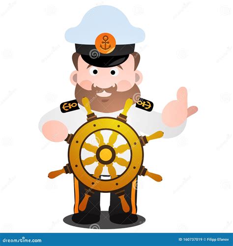de kapitein aan de roer  een cartoon grappig personage stock illustratie illustration