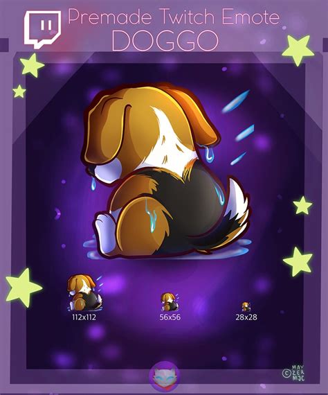 youtube twitch discord emotes cute doggo emote  gli streamer sad dog etsy