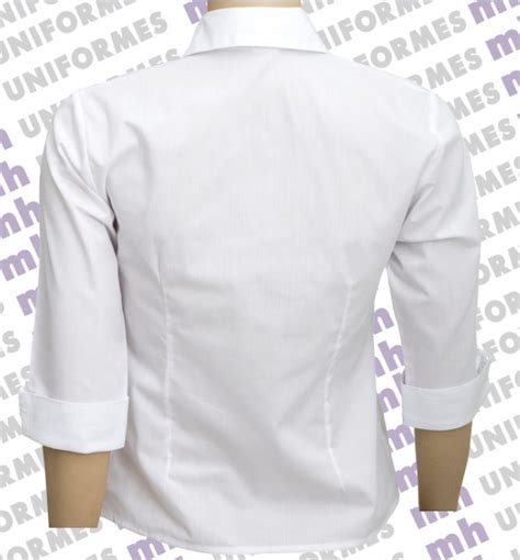 camisa social feminina manga 3 4 branca mh uniformes