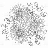 Coloring Sunflowers Flowers Sketch Drawing Vector Sunflower Pages Butterflies Stylized Stress Anti Stock Illustration Adults Getdrawings sketch template