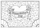 Coloring Mother Mothers Hearts Little Big Pages Adult sketch template
