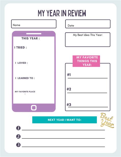 year  review worksheet  kids  adults hourfamilycom