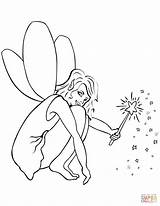 Fairy Coloring Wand Pages Printable Drawing sketch template