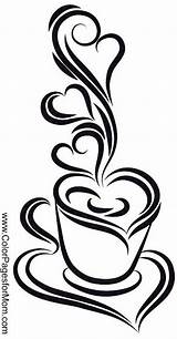 Coloring Coffee Pages Printable Stencils Stencil Cup Wood Burning Mug Silhouette Pattern Patterns Color Designs Crafts Use Templates Adult Tea sketch template