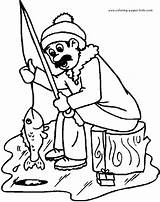 Coloring Pages Fishing Kids Color Sports Printable Ice Sheets Sheet Found sketch template