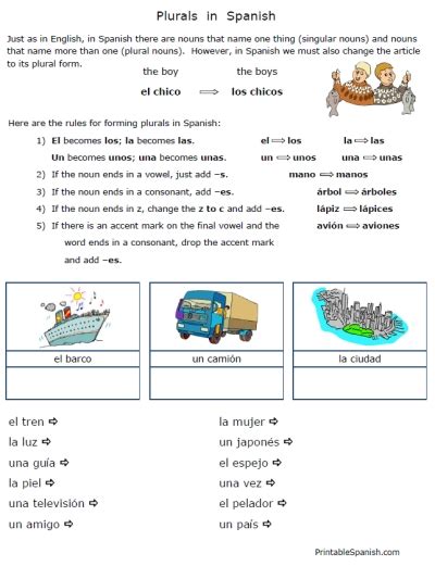 images   printable spanish grammar worksheets