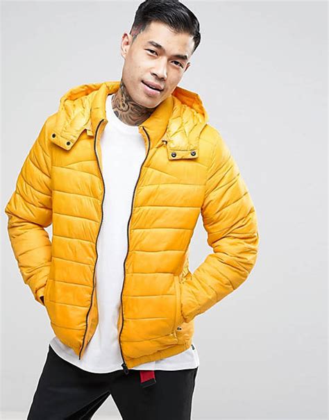 bershka quilted jacket  yellow asos