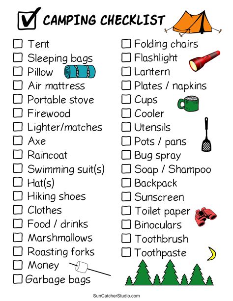 camping checklist camping essentials meals diy projects patterns