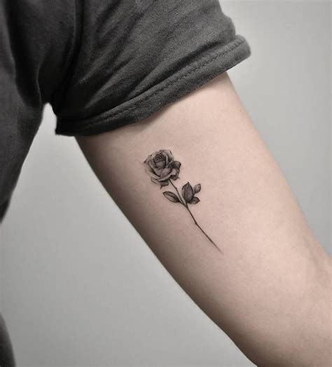 Single Needle Rose Tattoo On The Left Inner Arm Tattoo Tattoos