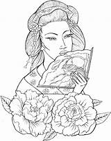 Coloring Geisha Pages Drawings Japanese Con Girl Google Es Kids sketch template