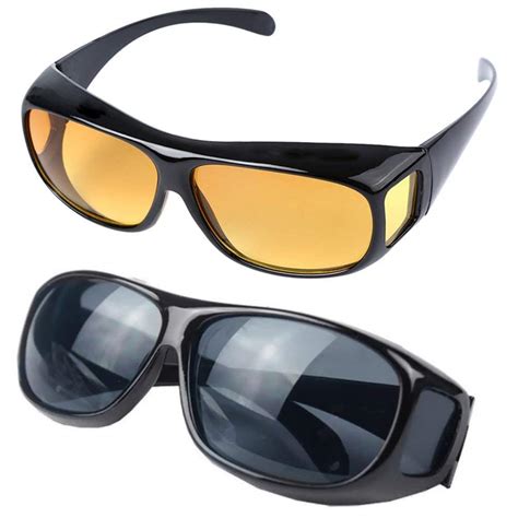 2 pack hd night day vision driving wrap around anti glare sunglasses