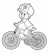 Riding Bicycle Cartoon Coloring Kid Illustration Stock Children sketch template