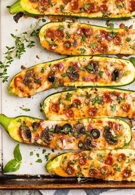healthy zucchini pizza boats   flavor  pizza stuffed   easy filling  carb
